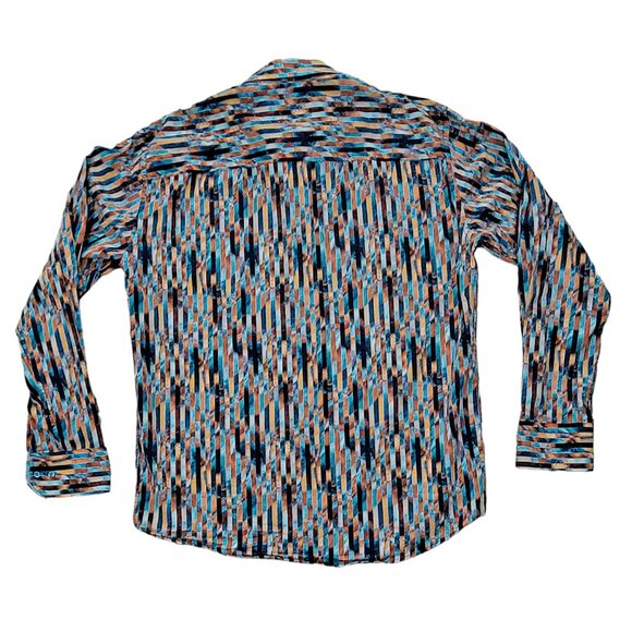 Mizumi Couture Vibrant Colorful Button Down Shirt with Contrasting Cuffs - Picture 5 of 12